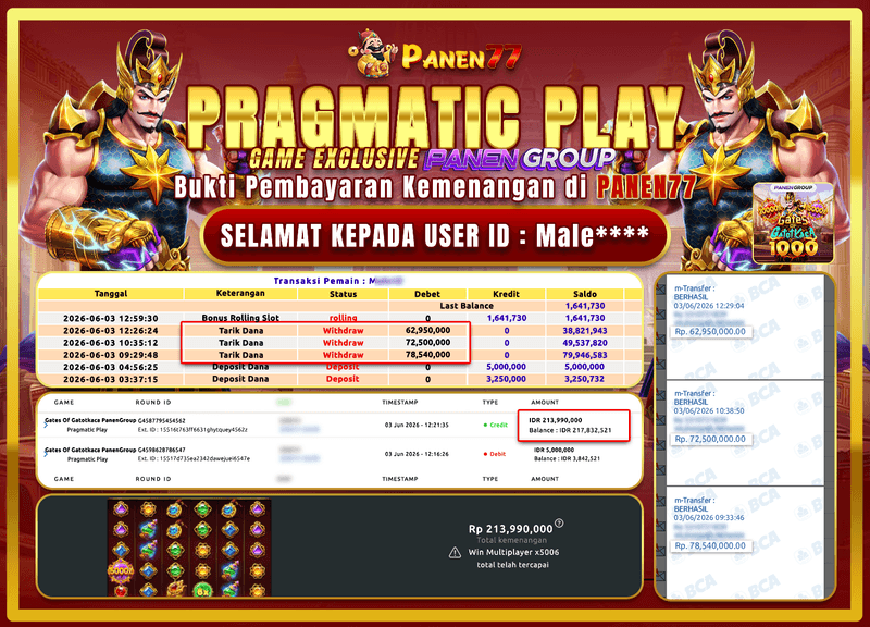 PROFIT! GATES OF GATOTKACA BAYAR 213 JUTA DI PANEN77!