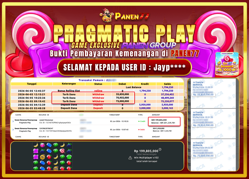 NGERI! SWEET BONANZA PECAH 199 JUTA DI PANEN77!