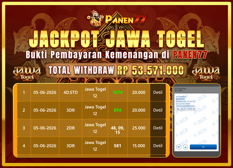 MEGA WIN! JAWA TOGEL PECAH 53 JUTA - TRAK**** SULTAN BARU!