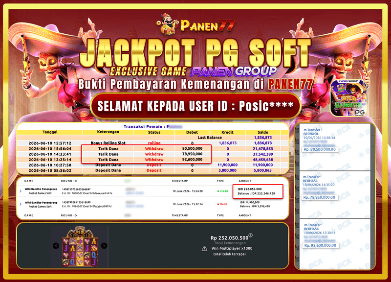 KEREN! WILD BANDITO JEBOL 252 JUTA - POSIC JADI SULTAN!